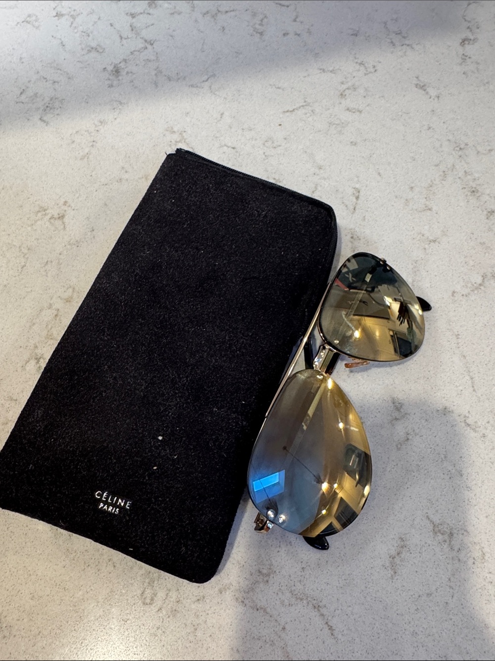 Celine Gold-Tone Aviator Sunglasses